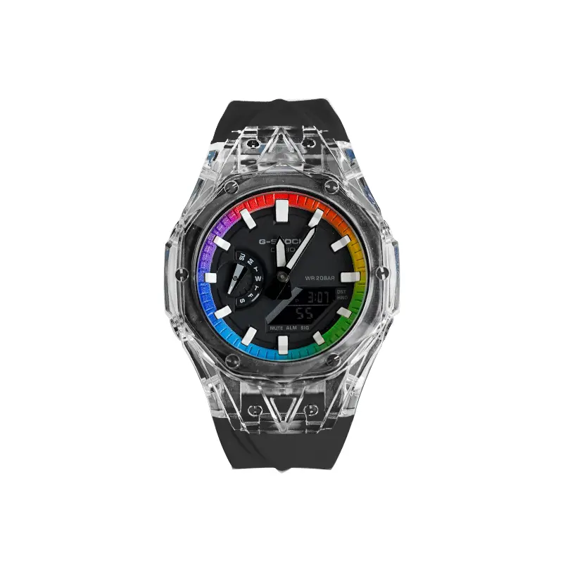 

CASIO Часы Unisex Liquid Crystal/Analog Dual Display Series 48.5mm Black Watch, Sky Rainbow Hublot Glacier Black