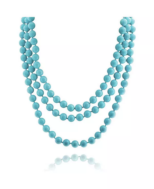 

Классическое ожерелье в западном стиле с круглыми бусинами 10 мм, бесконечной нитью длиной 70 дюймов, двойной тройной обвив синтетической голубой бирюзы Bling Jewelry, blue