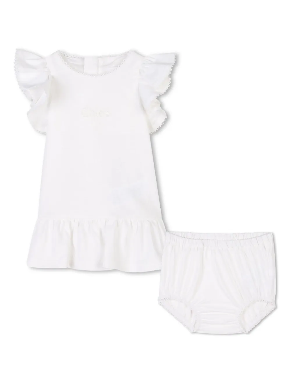 

Комплект из платья и блумеров из органического хлопка Chloé Kids, белый