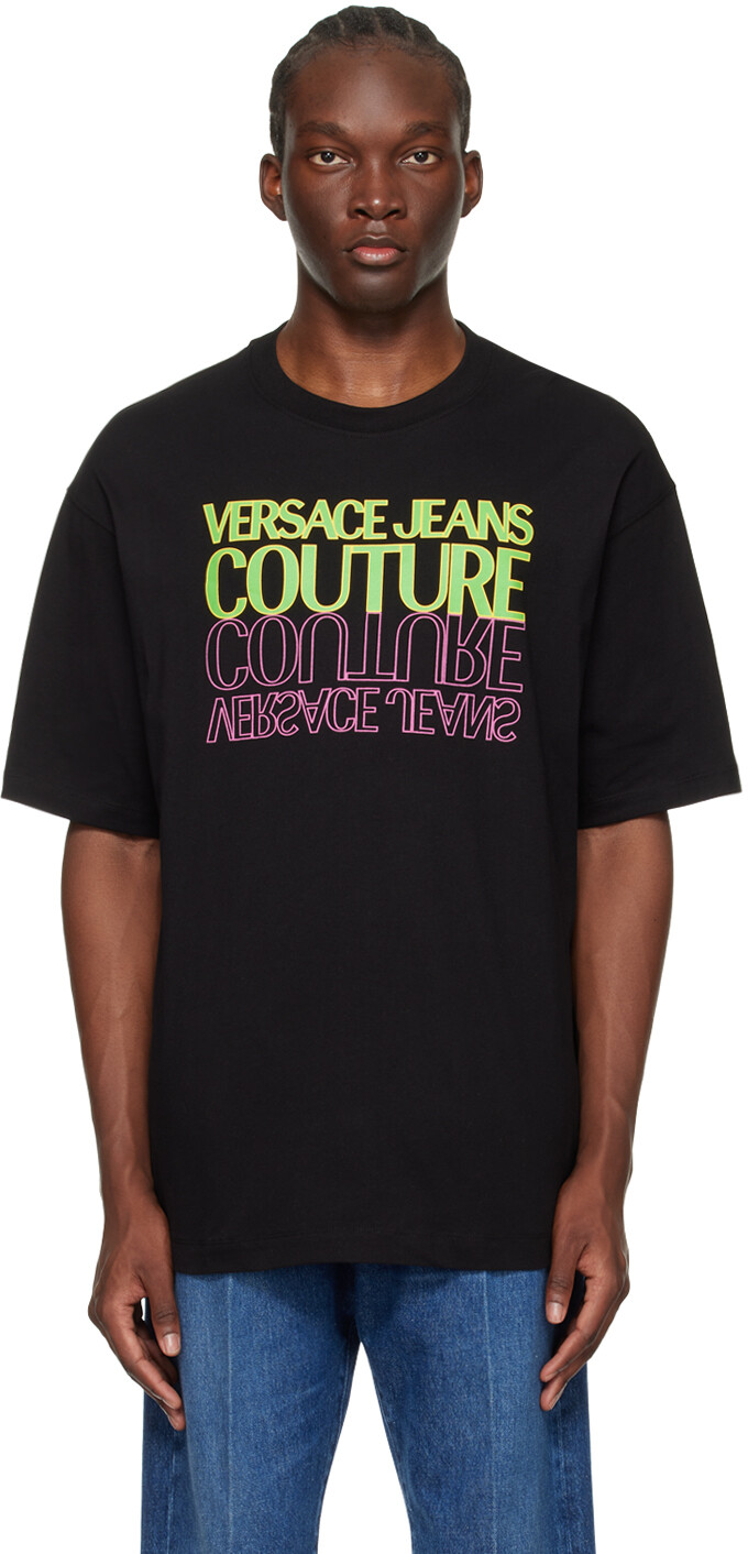

Черная футболка с переворотом Versace Jeans Couture