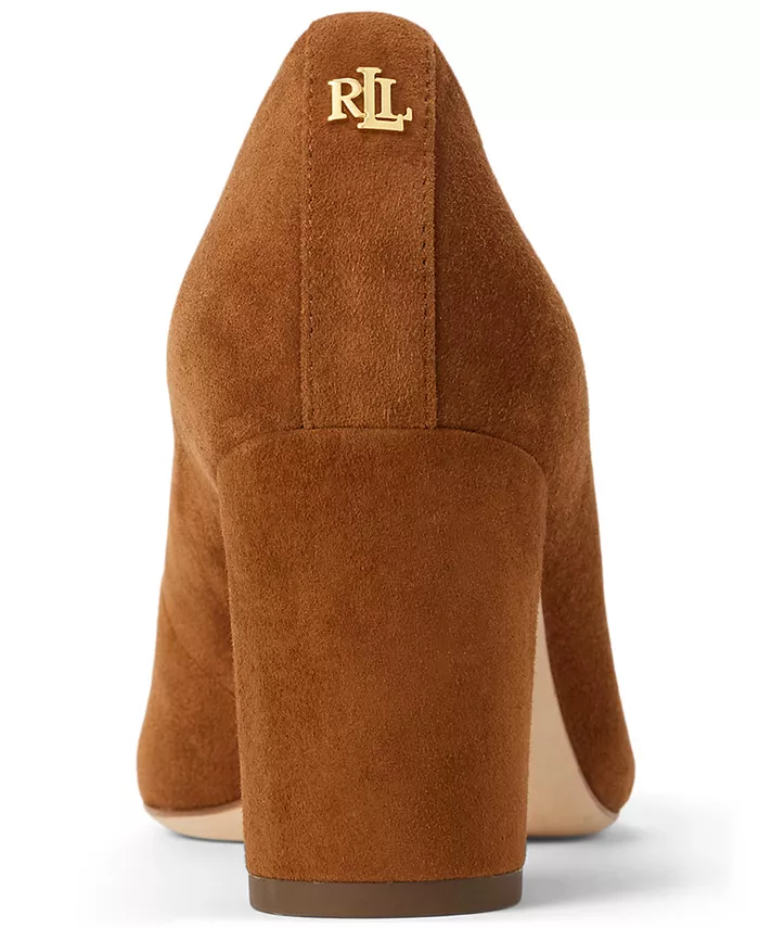 Женские туфли-лодочки Lanette на блочном каблуке из замши Lauren Ralph Lauren, коричневый — фото 3