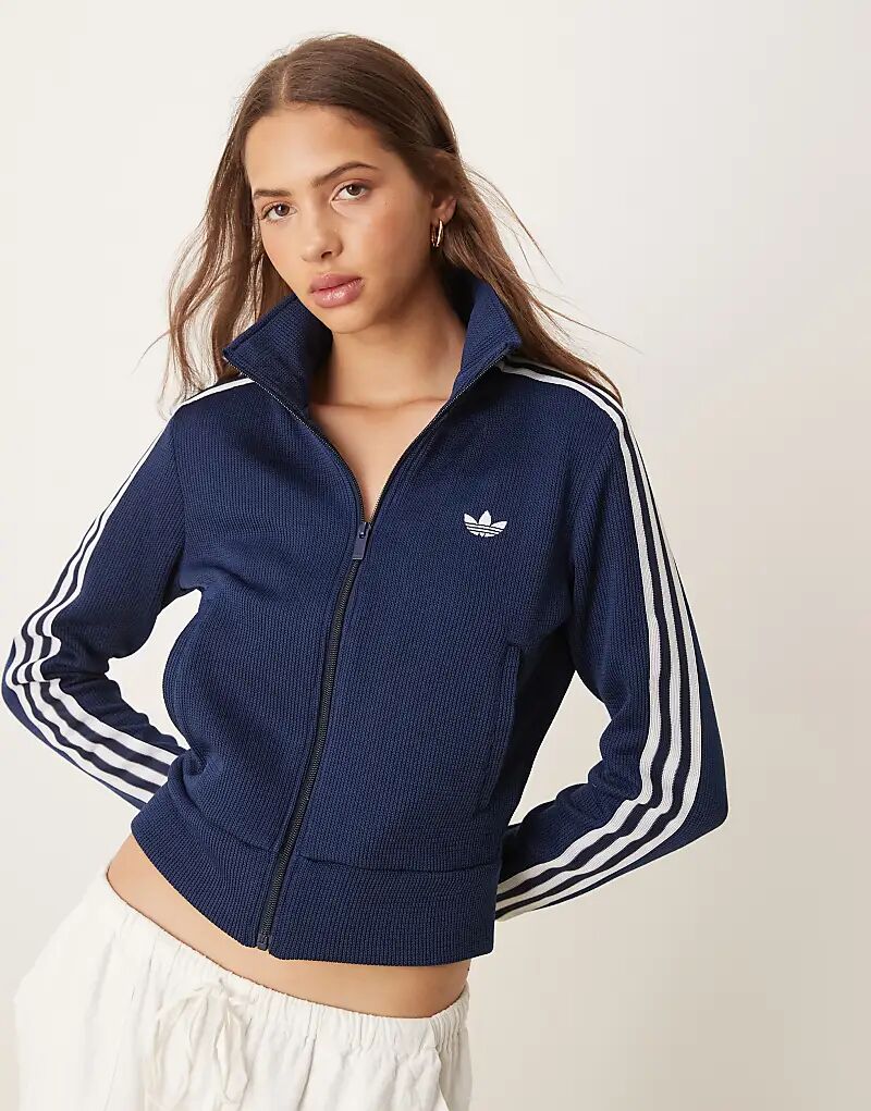 Трикотажный спортивный топ adidas Originals Firebird темно-синего цвета — фото 4