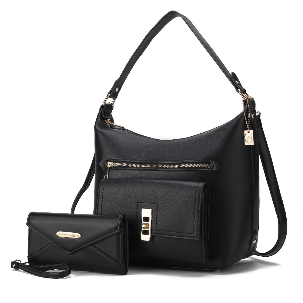 

Clara Женская Сумка Через Плечо из Веганской Кожи с Кошельком на Запястье - 2 предмета MKF, черный