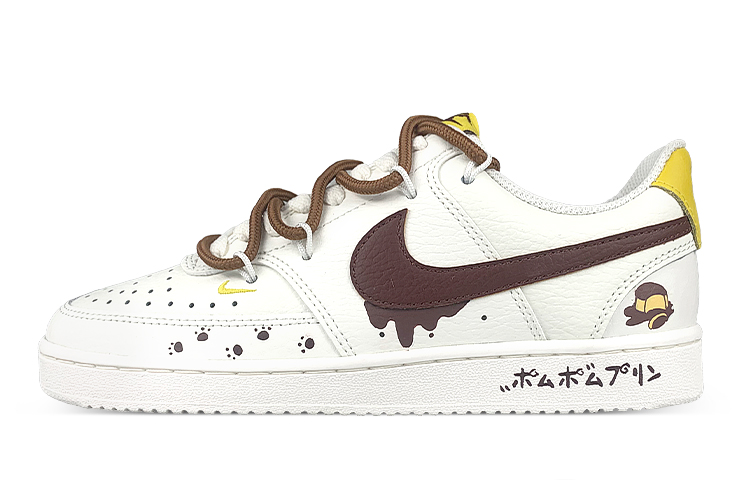 

Кроссовки Nike Court Vision 1 Skateboard Shoes Women's Low-Top White Brown/Yellow