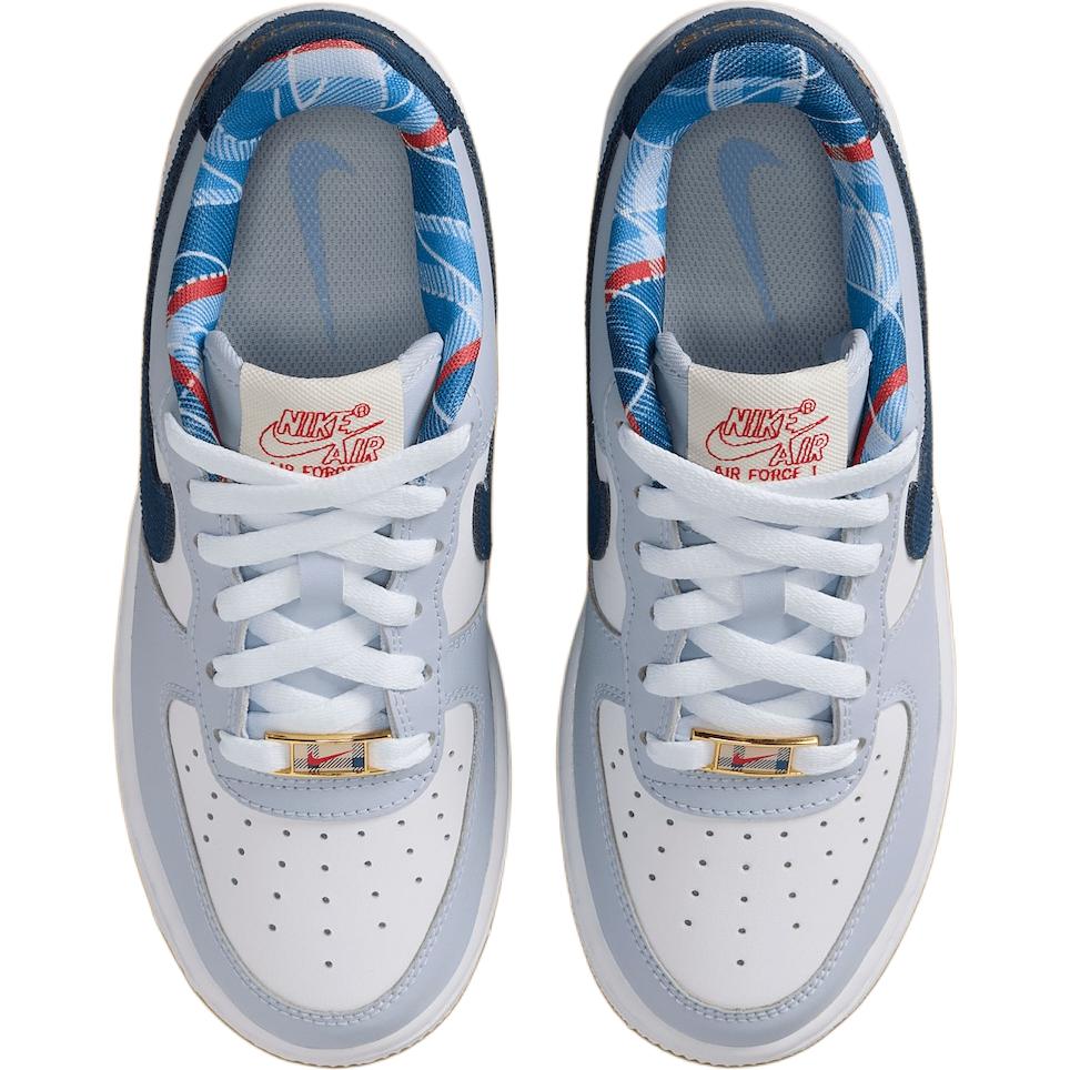 Nike Air Force 1 устойчивые к истиранию низкие детские скейтбординг кроссовки white blue kids' — фото 4