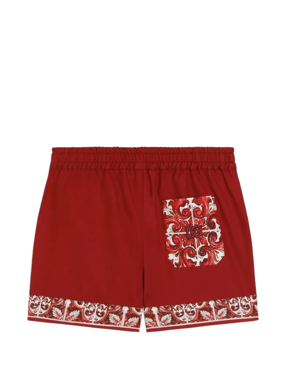 Бермуды из поплина с принтом "Майолика" Dolce & Gabbana Kids, красный — фото 2