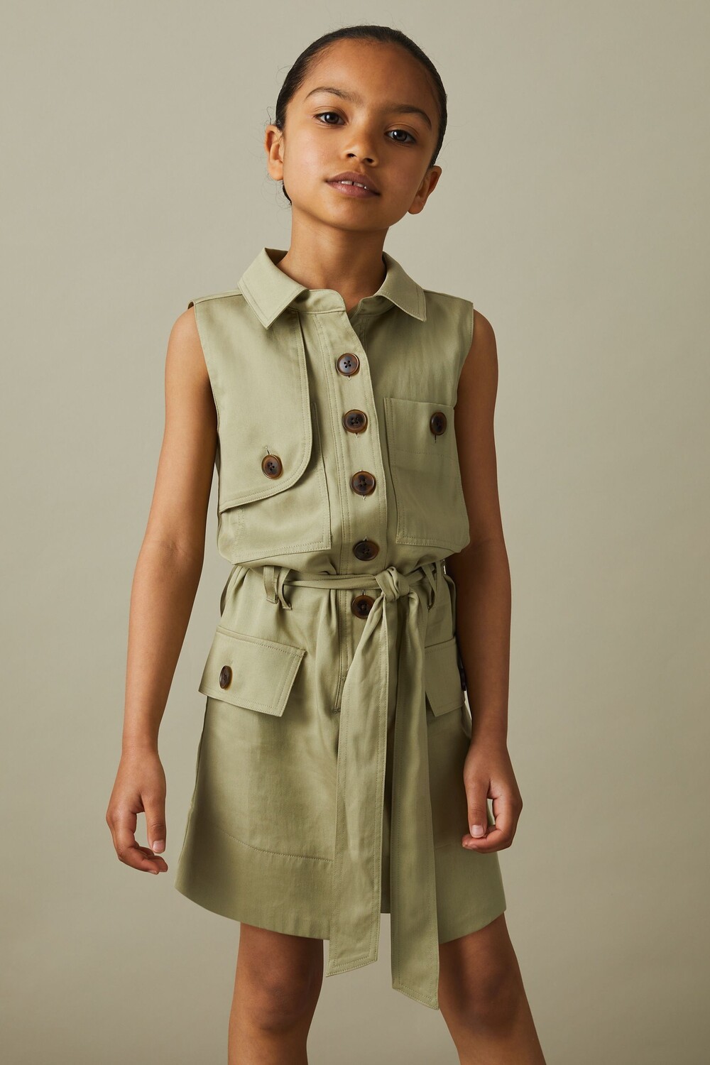 

Платье Lola в практичном стиле с поясом Reiss, хаки