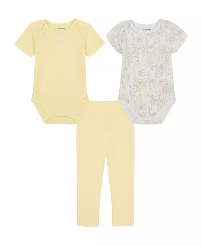 

Комплект для девочек из 3 предметов: боди и леггинсы с цветочным узором Pointelle Calvin Klein