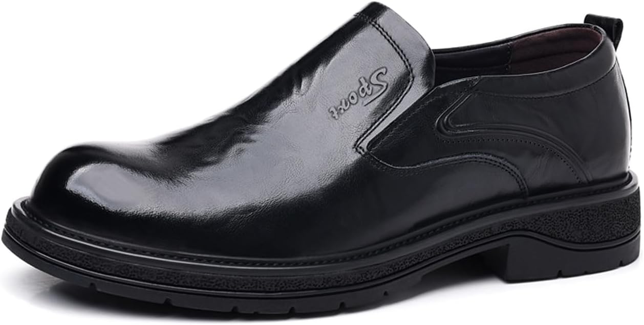 

Мужские кожаные лоферы AIVYFAJA без шнурков, с декоративной вставкой, закругленный большой носок, низкий каблук, повседневные деловые туфли, легкие, удобные, нескользящие офисные ботинки-мокасины, черный