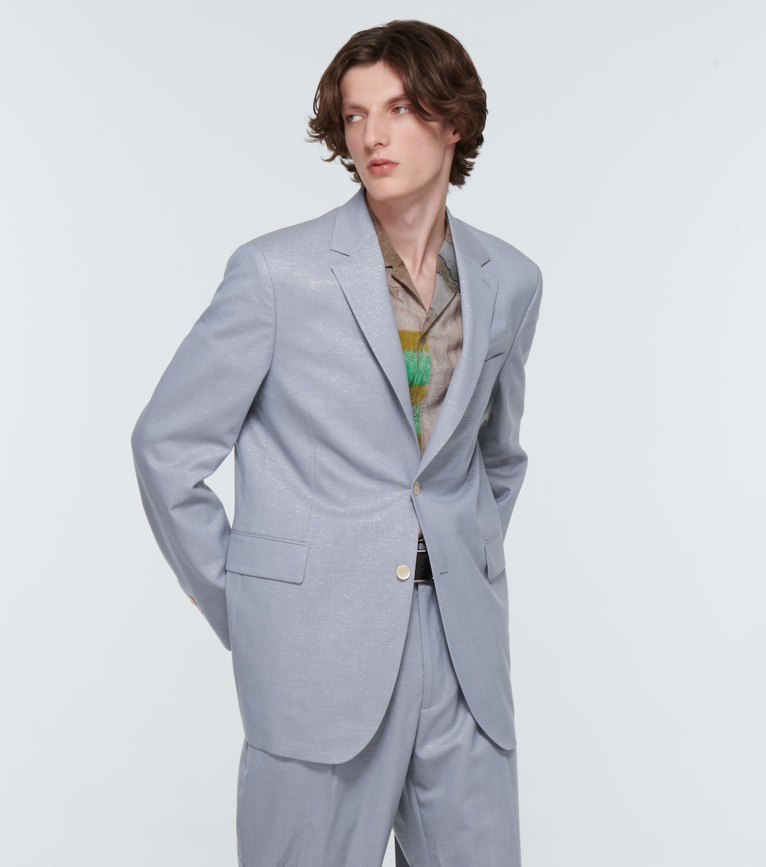 Однобортный пиджак из смесовой шерсти Acne Studios, Dusty Blue — фото 3