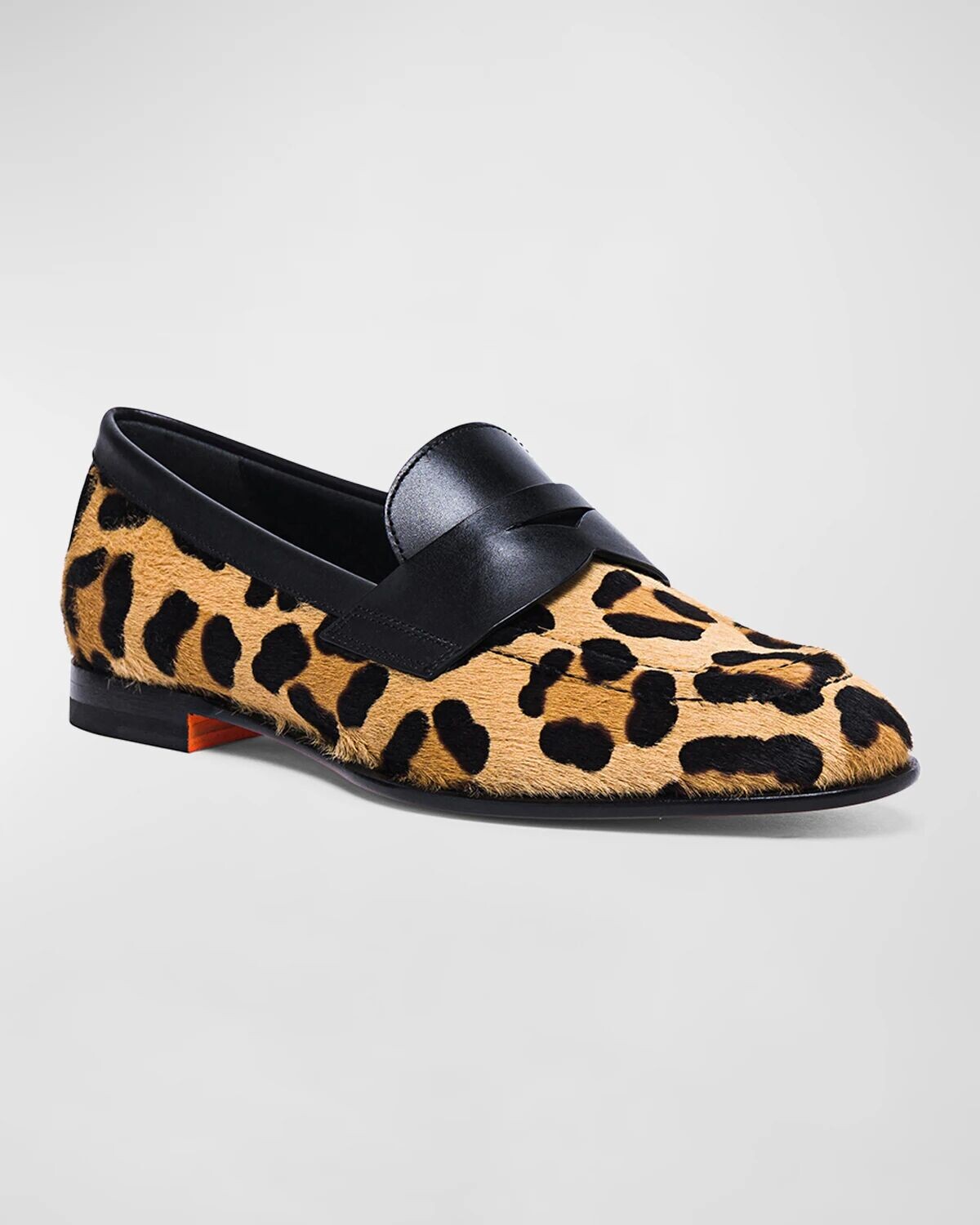 Кожаные лоферы Facile с леопардовым принтом Santoni, цвет Tan — фото 2