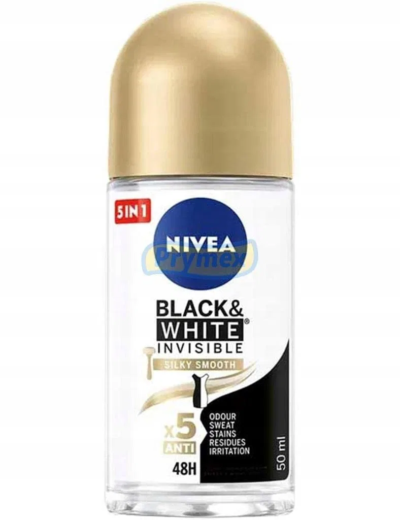 Женский роликовый дезодорант-антиперспирант NIVEA Invisible Black & White Silky Smooth, 6 шт. по 50 мл Nivea