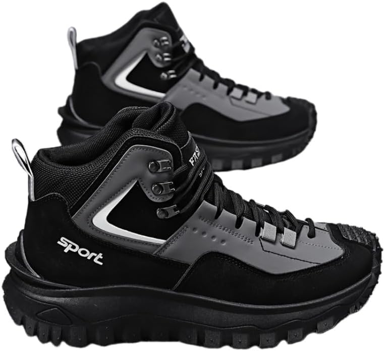 

Стильные мужские кроссовки - легкие низкие повседневные обувь для ходьбы и походов, Дышащие, комфортная посадка, Прочные, противоскользящие Clolinde, черный/серый