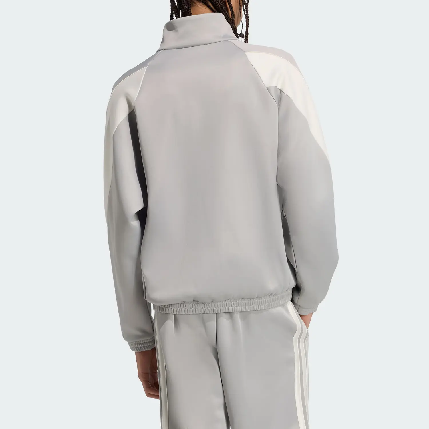 Adidas Спортивная куртка стадионная мужская, Metallic Gray/Jade White — фото 4