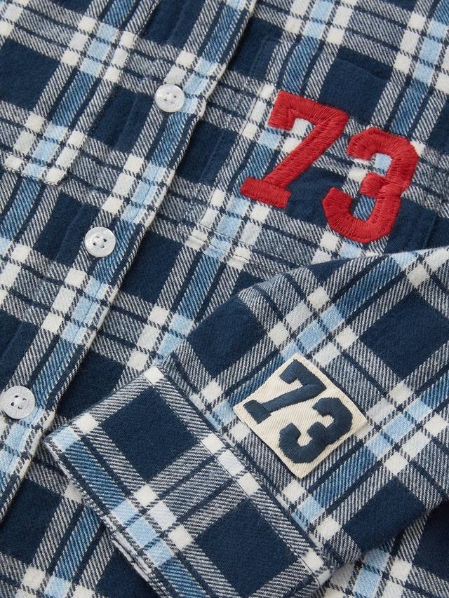 Детская хлопковая рубашка с длинными рукавами 73 Logo в клетку Monsoon, Blue — фото 3