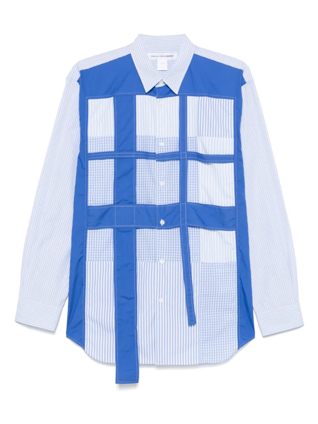 

Лоскутная полосатая рубашка Comme Des Garçons Shirt, синий