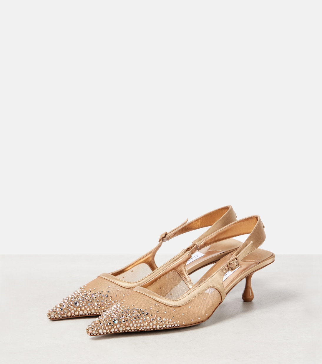 Туфли-лодочки Amel 50 с декором и сетчатой отделкой Jimmy Choo, Light Bronze Mix — фото 4