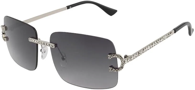 

Модные солнцезащитные очки без оправы с бриллиантами для женщин, металлические солнцезащитные очки класса люкс с защитой от УФ-излучения UV400 generic, C1