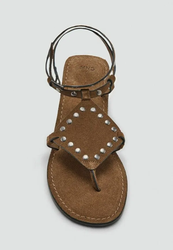 Подростковые сандалии с т-образным ремешком Mango Kids, Brown — фото 3