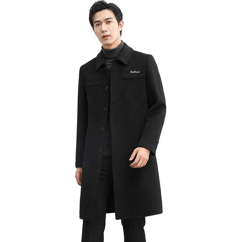 

Пальто мужское с лацканами, утепленное и на флисе, прямого кроя VanCamel, черный