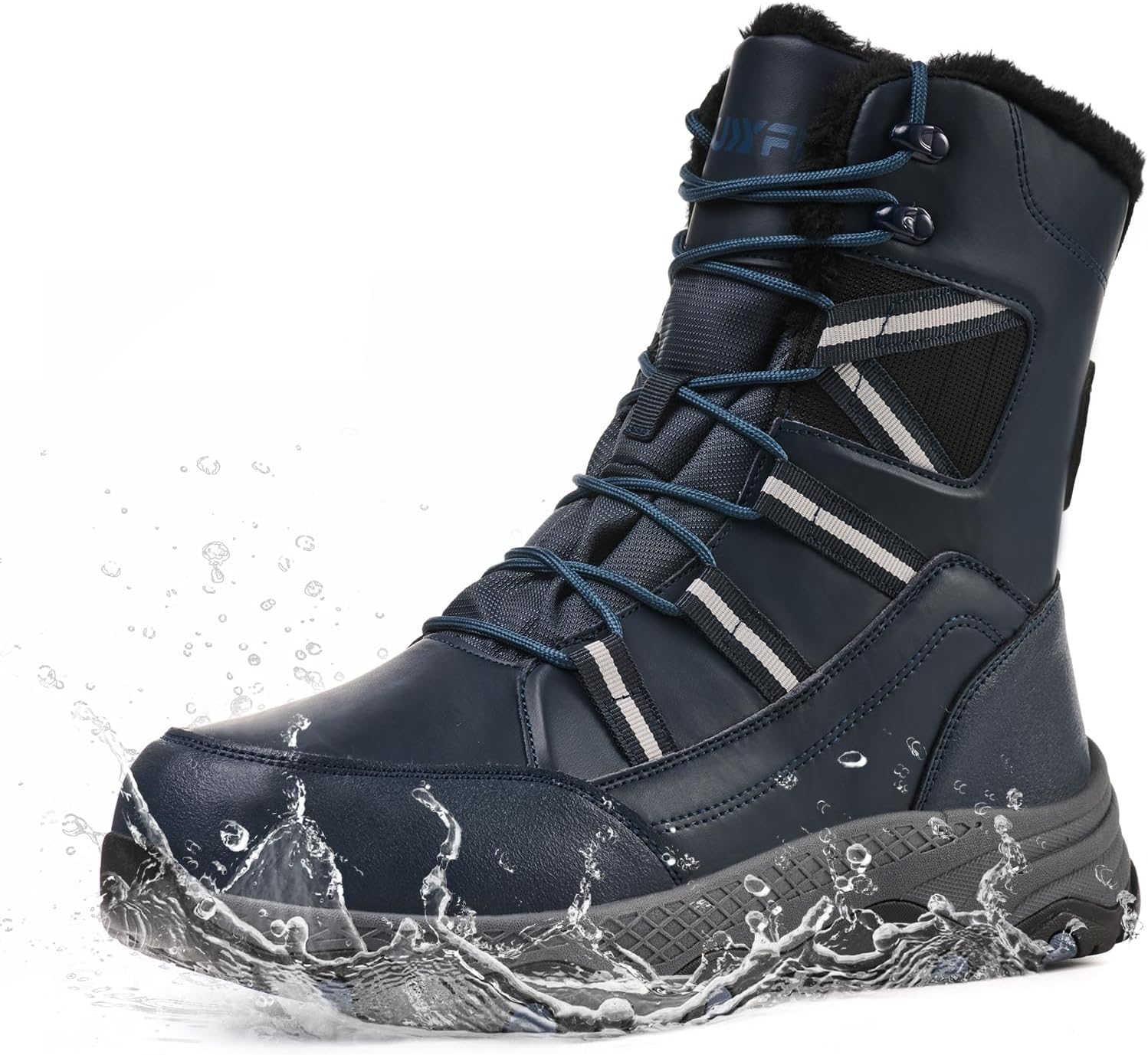 

Мужские зимние сапоги с водонепроницаемой поверхностью, средние по голенище, утепленные, с меховой подкладкой, противоскользящие, для походов и холодной погоды Suiyfit, темно-синий