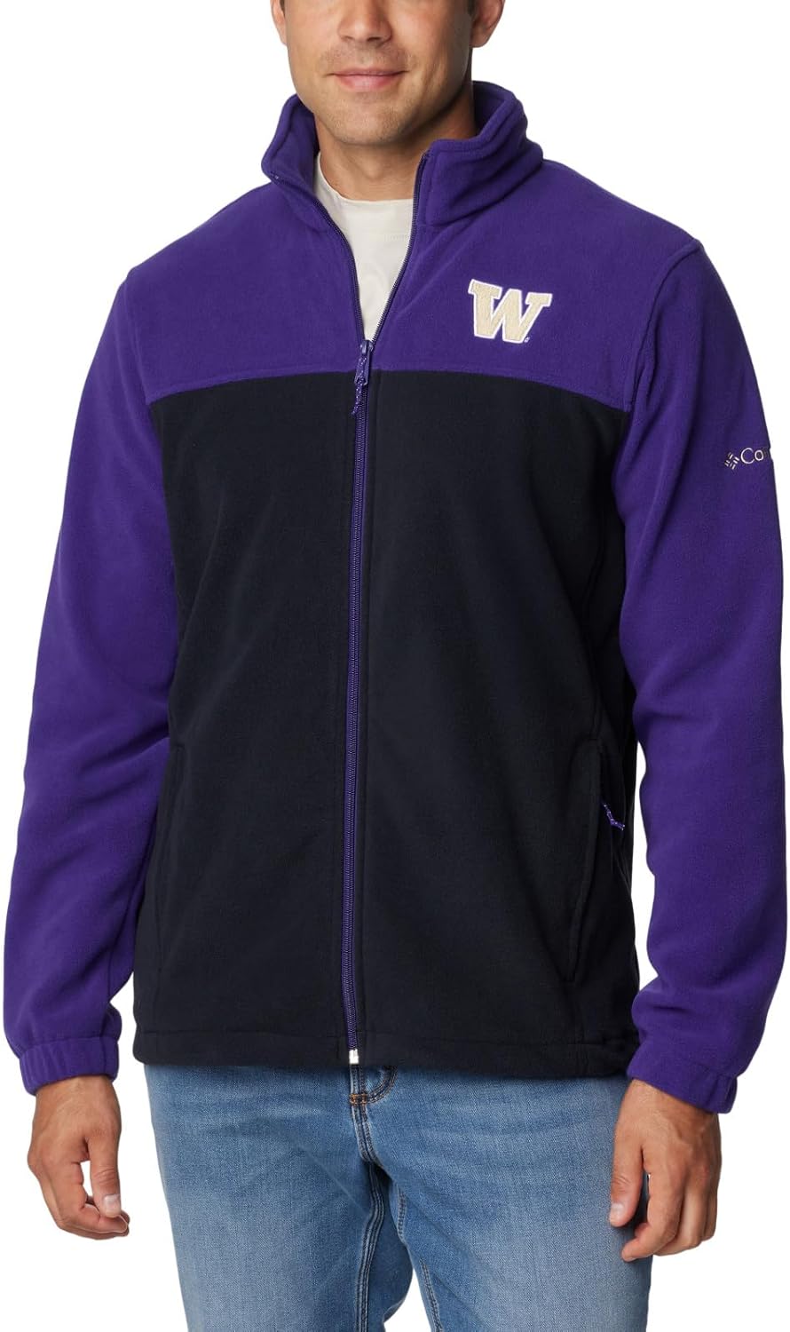 

Columbia NCAA мужская куртка Collegiate Flanker III Fleece, Uw - Uw Purple, Black