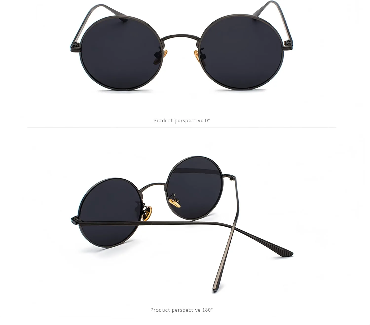 

Винтажные круглые металлические солнцезащитные очки для женщин и мужчин. Классические винтажные ретро-очки с защитой от УФ-излучения UV400 WDZAYXC, Black/Black