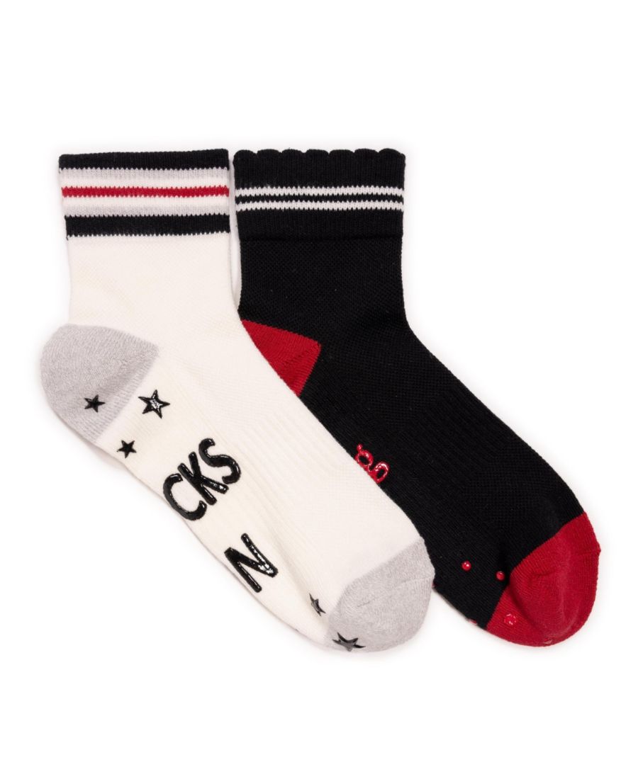 

Женские студийные носки - хлопковые компрессионные носки средней длины, комплект из 2 пар MUK LUKS, Ivory/black pack