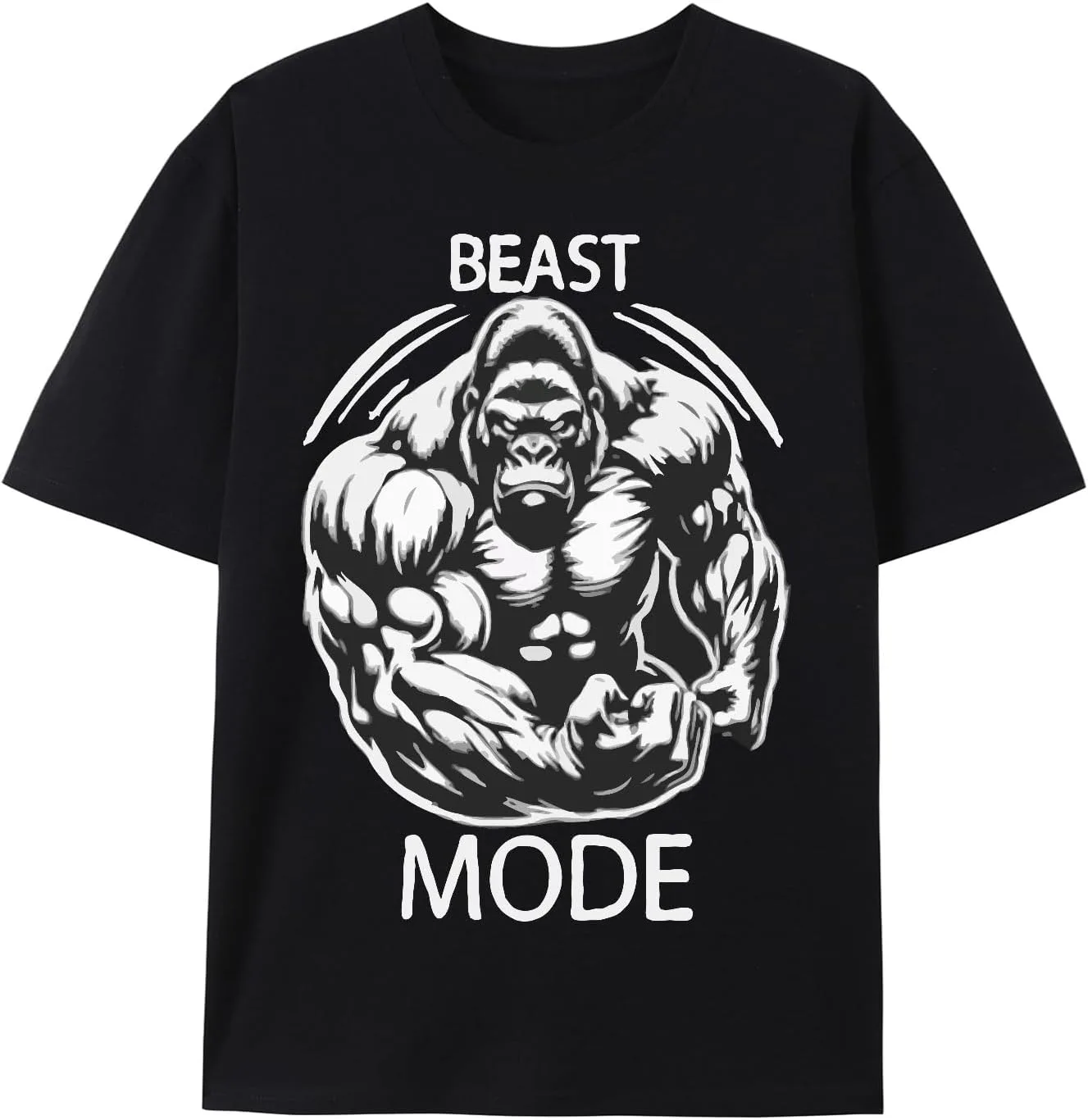 

Футболка Beast Mode Print, Casual, слегка эластичная, с круглым вырезом и короткими рукавами, мужская одежда для лета NEKO MENA