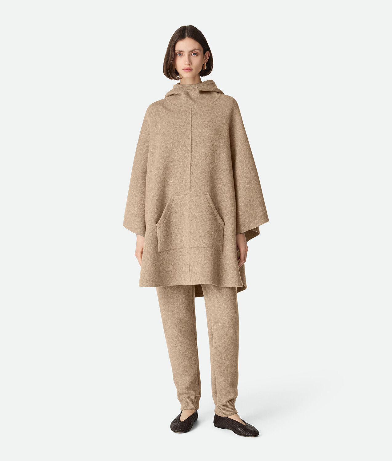 

Cashmere hooded cape BOTTEGA VENETA, бежевый