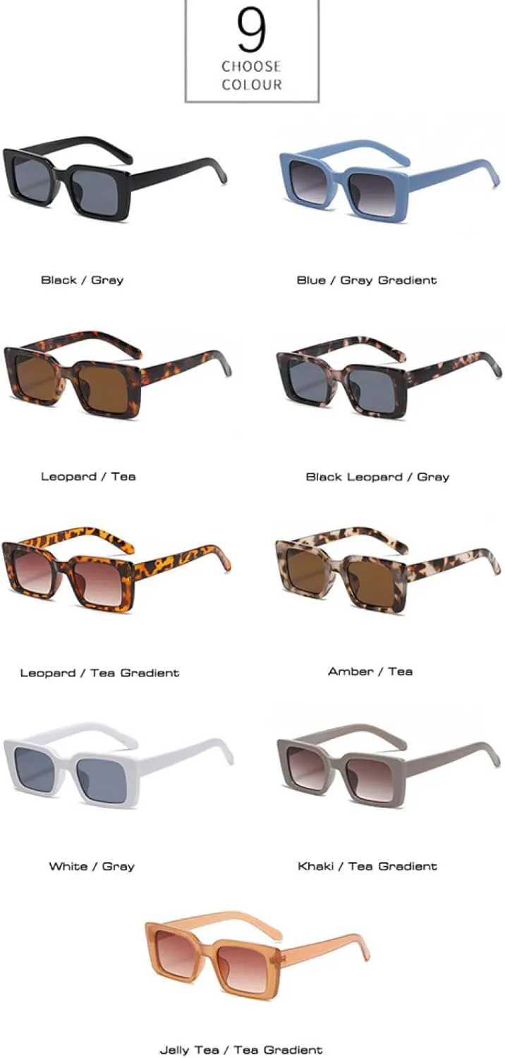 

Модные прямоугольные солнцезащитные очки для женщин в стиле ретро с леопардовым принтом, защита от УФ-излучения UV400 для мужчин TOIPASTN, Blue Gray Gradient