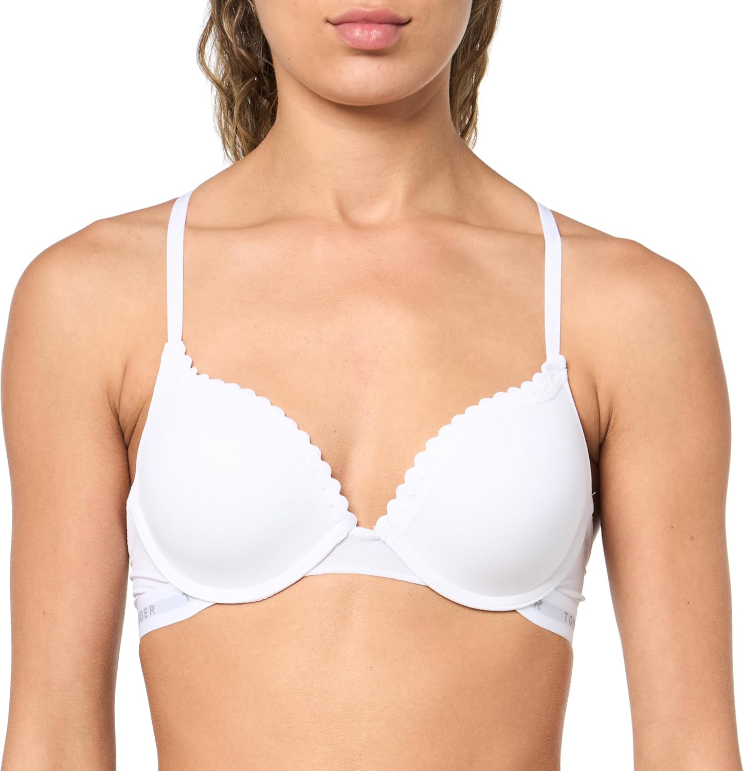 

Женский сетчатый бюстгальтер Tommy Hilfiger RIC-rac Trim Logoband Push-up Micro Bra, Bright White
