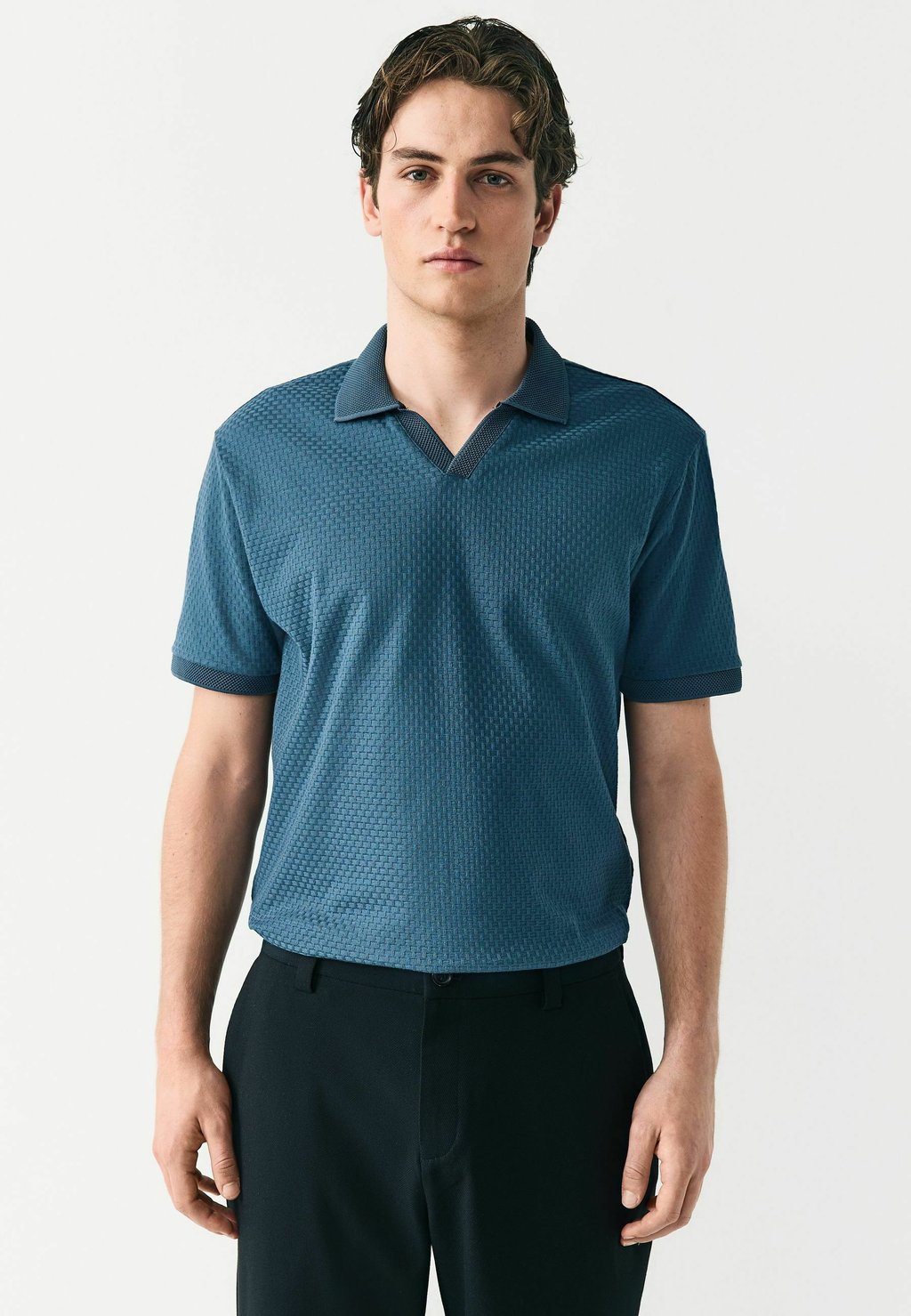 

Рубашка поло REGULAR FIT TEXTURED CUBAN COLLAR Next, синий