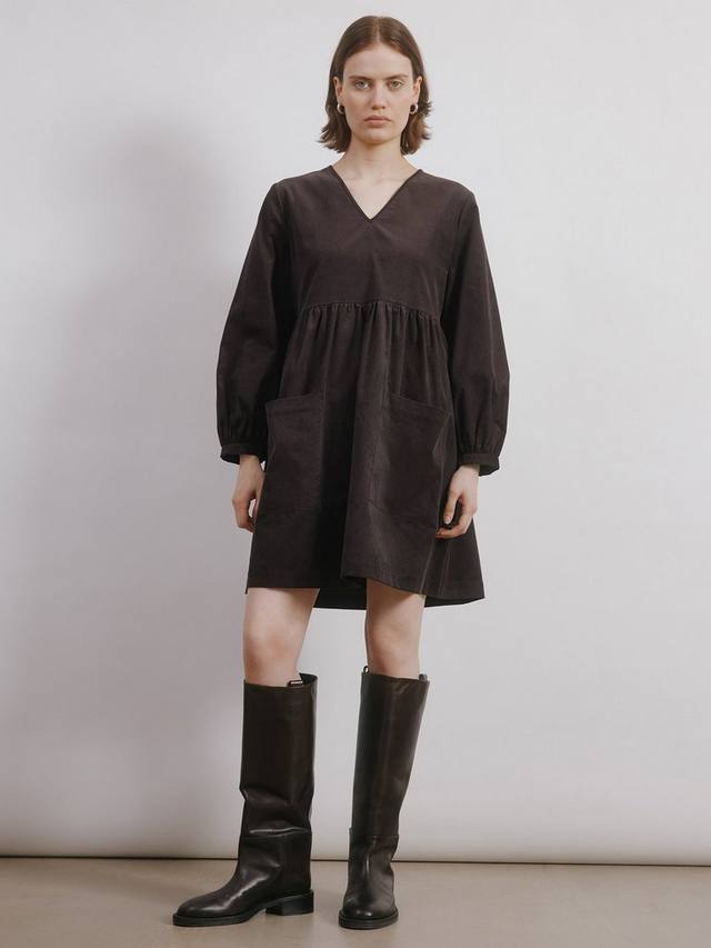 

Мини-платье из вельвета с v-образным вырезом Albaray, Chocolate