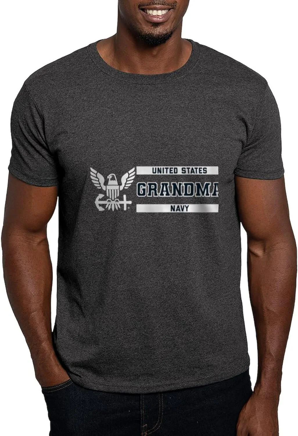 

Футболка мужская U.S. Navy Grandma, бело-синяя горизонтальная, 100% Cotton CafePress
