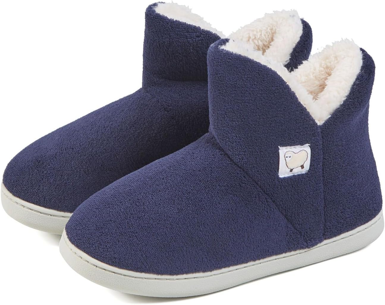 

Женские угги-тапочки, пушистые теплые тапочки с памятью формы, мягкие комфортные ботинки с противоскользящей подошвой, тапочки с флисовой подкладкой, пушистые домашние туфли, обувь для прогулок внутри и снаружи дома Rianclud, темно-синий