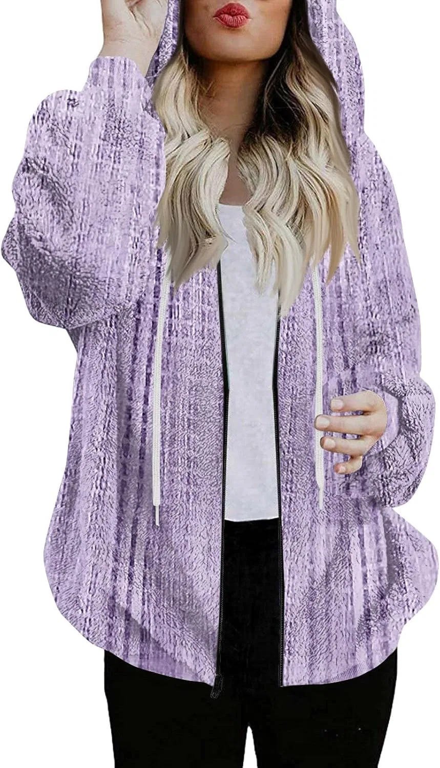 Женская худи на молнии, флисовая, бренд Generic, цвет 3-purple, размерная линейка