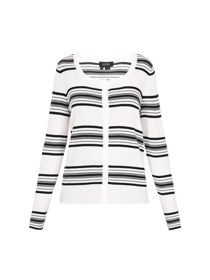 

Usha BLACK LABEL Женский кардиган кремового цвета с черными вставками