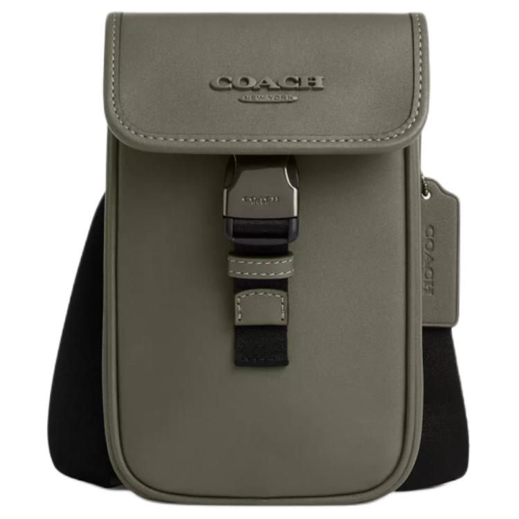 

COACH Гладкая кожаная сумка через плечо мужская армейского зеленого