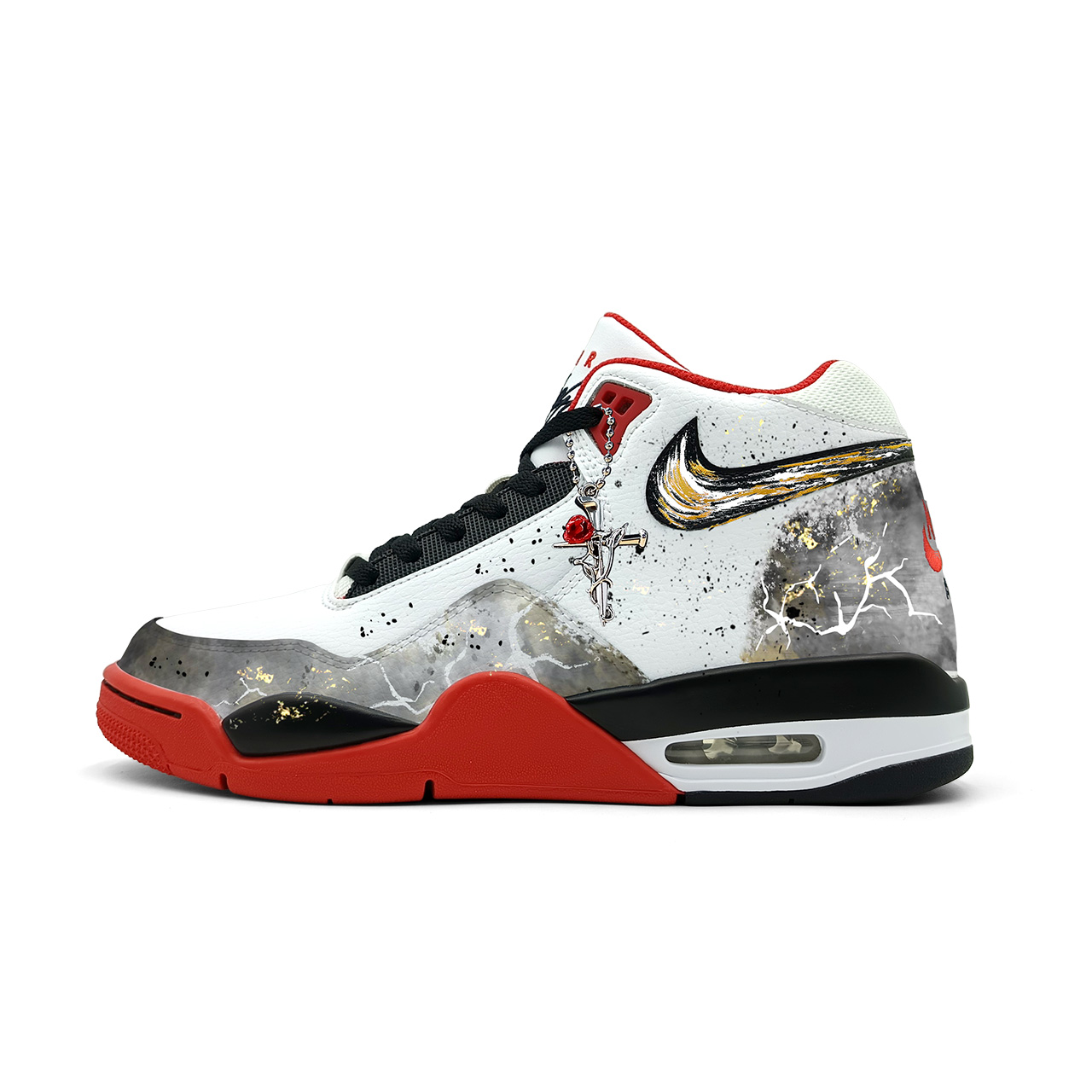 

Nike Кроссовки Flight Legacy Mid top Vintage Basketball Shoes Unisex Gray White Red