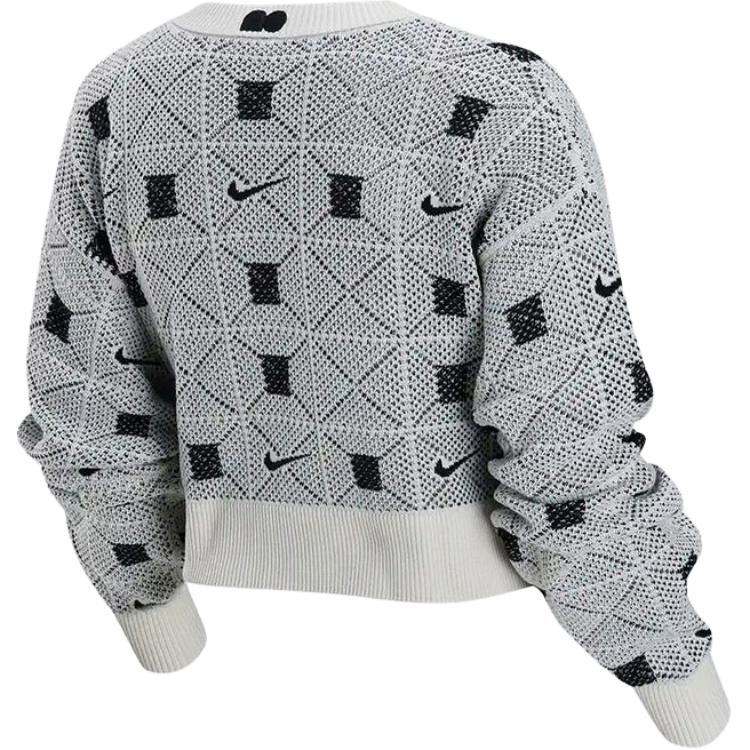 Свитер с V-образным вырезом и геометрическим узором Nike, черный/белый — фото 4