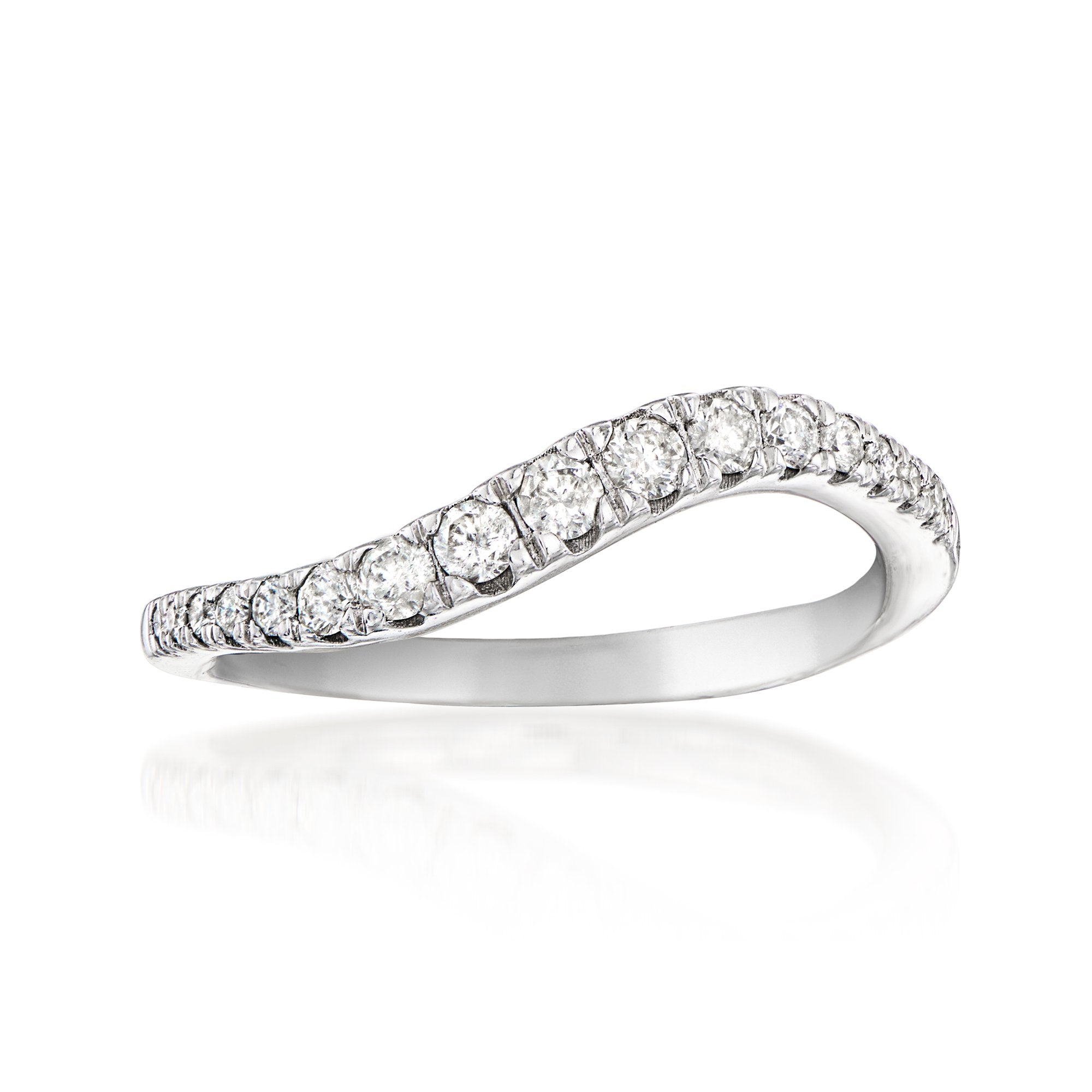

Кольцо Ross-Simons Diamond Wave Ring из стерлингового серебра Ross-Simons, белый