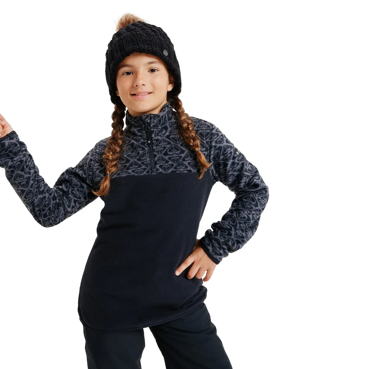 

Детская футболка Whitecamp Half Zip Roxy, черный