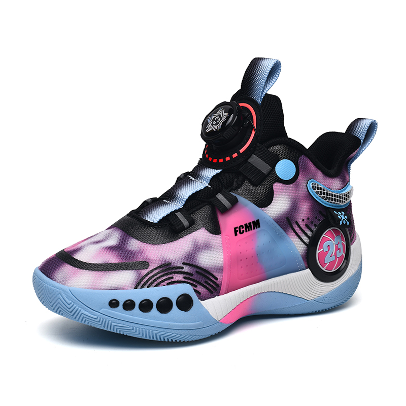 

Баскетбольные кроссовки средней высоты с противоскользящей подошвой, износостойкие, детские FCMM, черный/фиолетовый