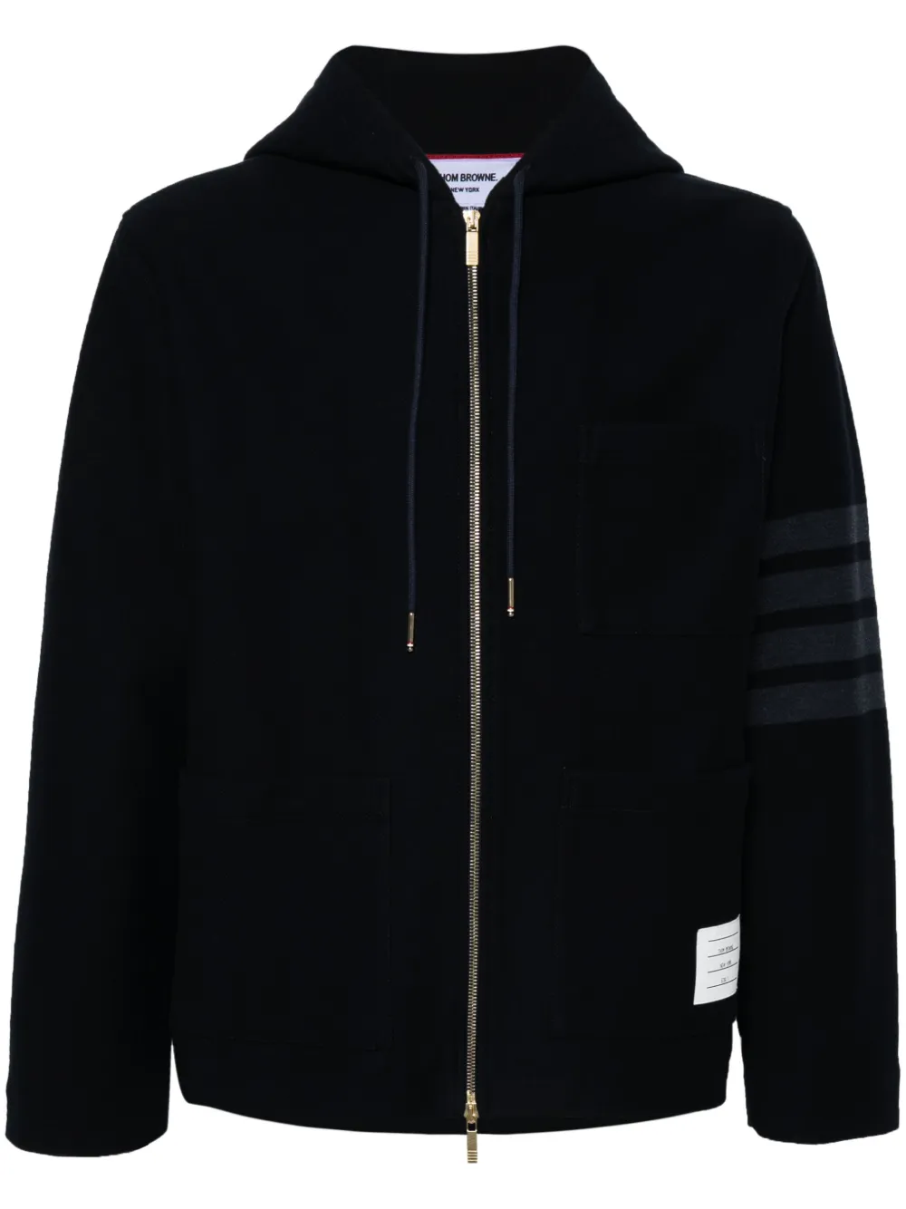 

Куртка с капюшоном и полосками 4 Bar THOM BROWNE, синий