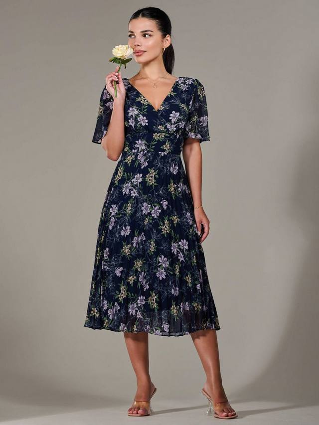 

Миниатюрное шифоновое плиссированное платье мидакси Jolie Moi, цвет Blue Navy