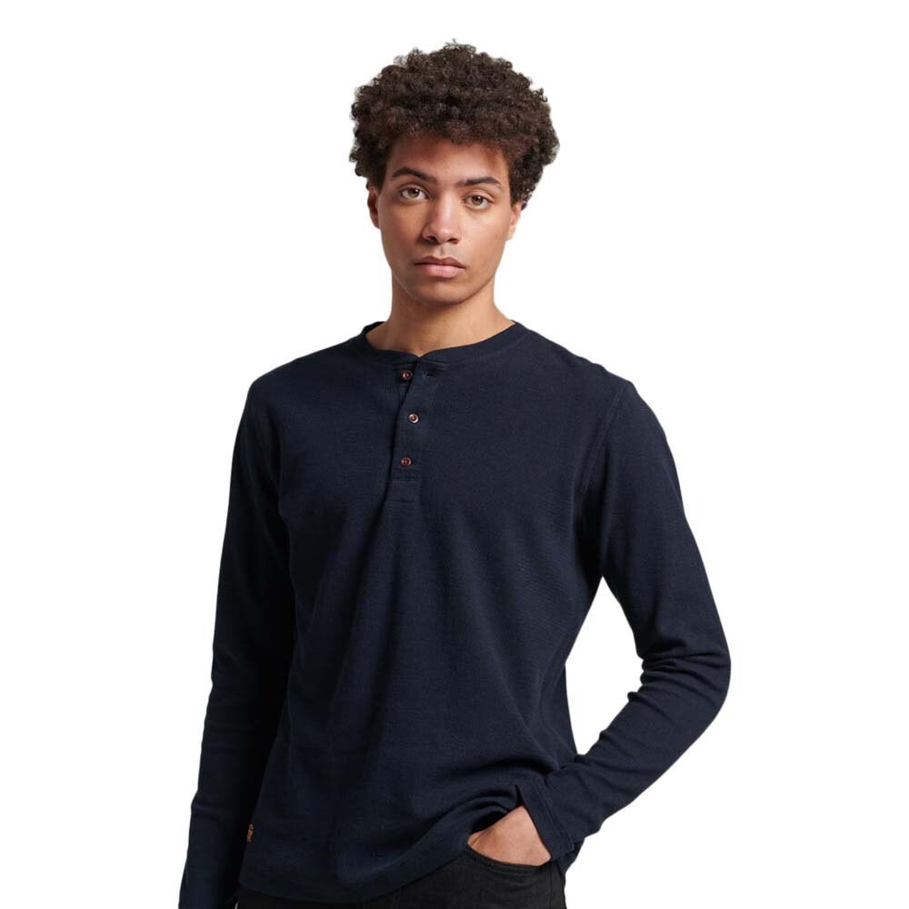 

Футболка Superdry Waffle Henley Long Sleeve Round Neck, синий