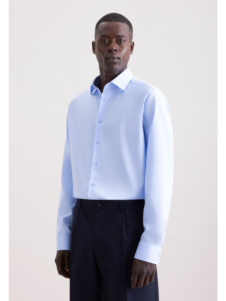 

Seidensticker Деловая рубашка, стандартный размер, средне-синего цвета