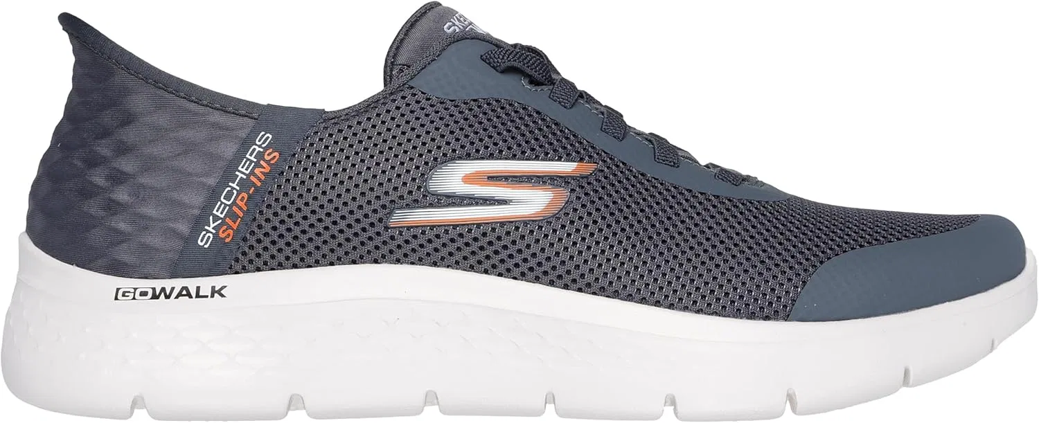 Мужские слипоны Skechers Hands Free: Go Walk Flex Hands Up Trainers, Grey Textile Synthetic — фото 4