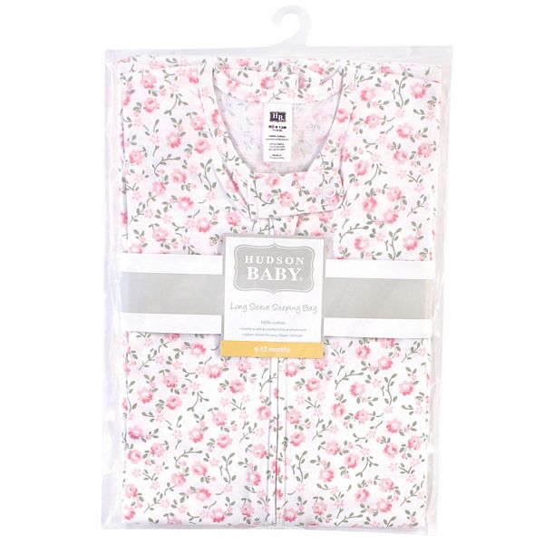 Спальный мешок для девочки из хлопкового джерси с длинным рукавом, pink peony Hudson Baby — фото 2